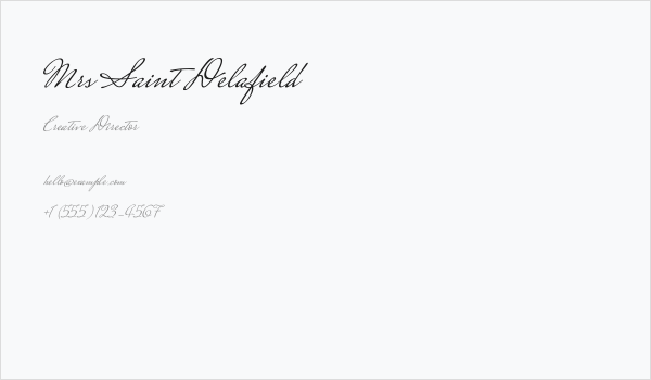 Mrs Saint Delafield Business Card