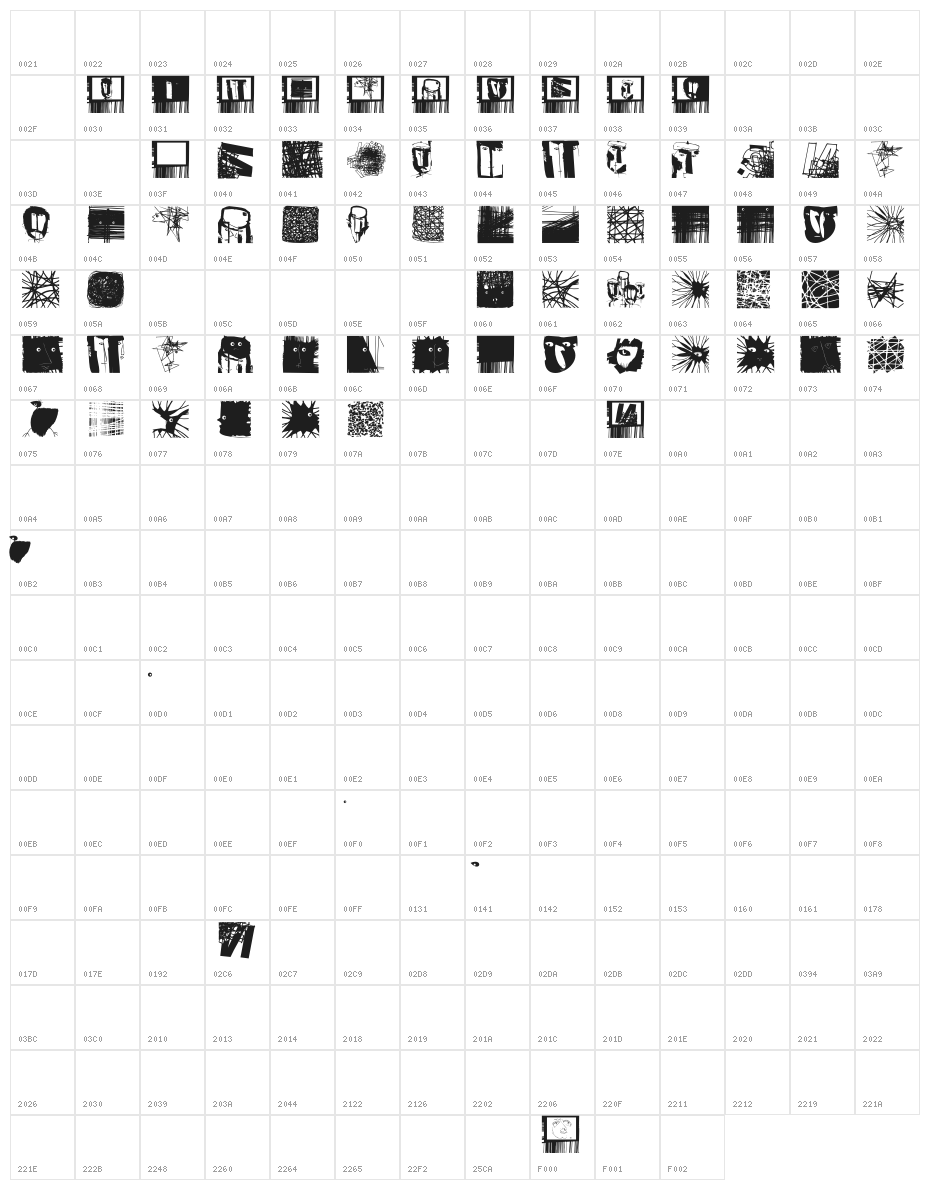 MSketchesTwo Medium Character Map