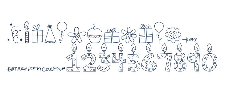 MTF Birthday Bash Doodles Lowercase