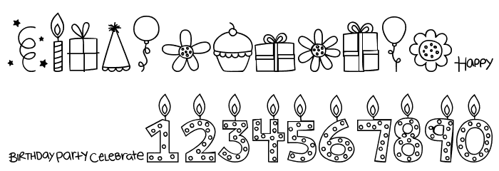 MTF Birthday Bash Doodles Font LOWERCASE