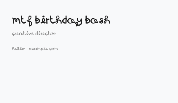 MTF Birthday Bash Business Card