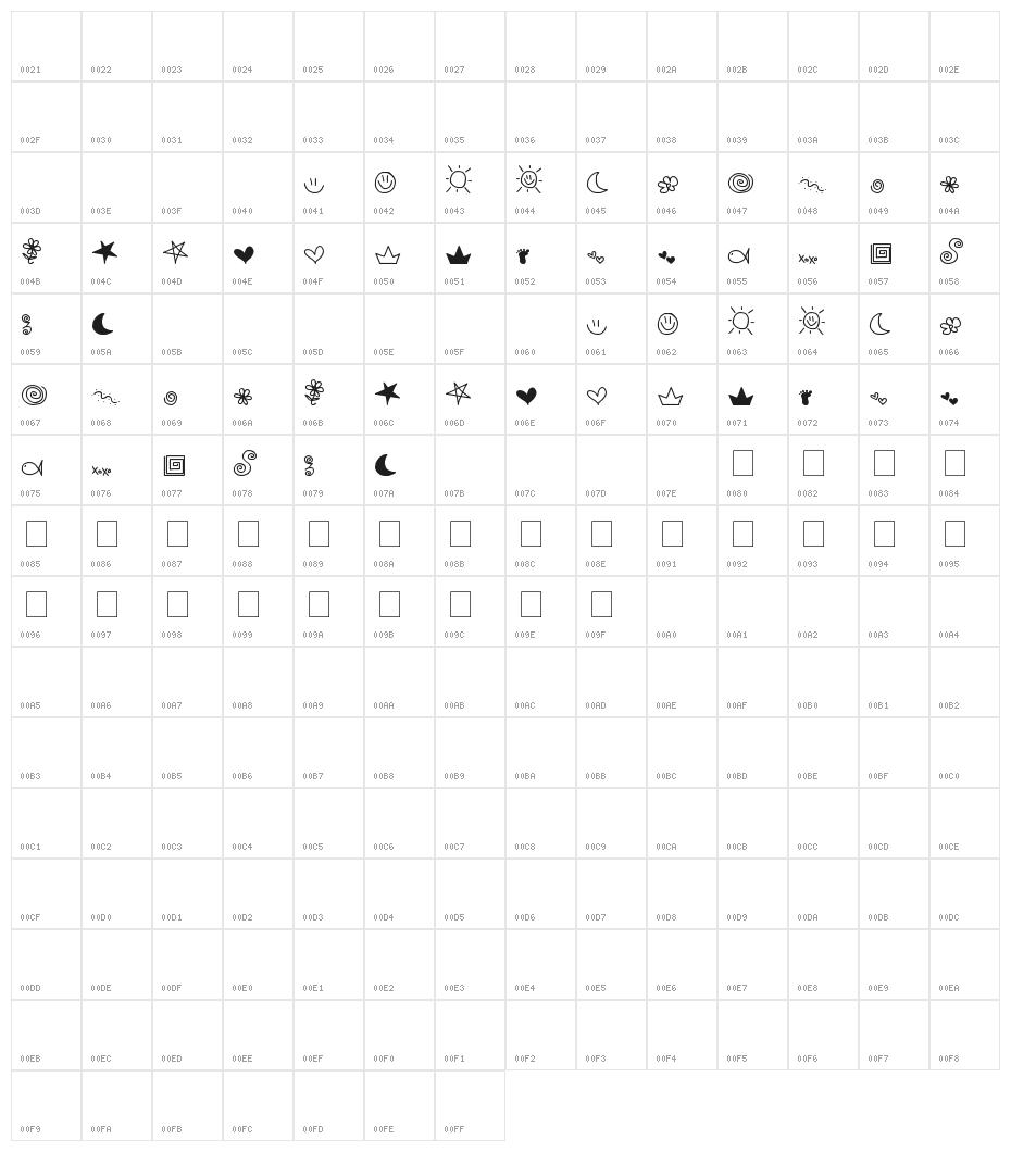 MTF Doodle Character Map