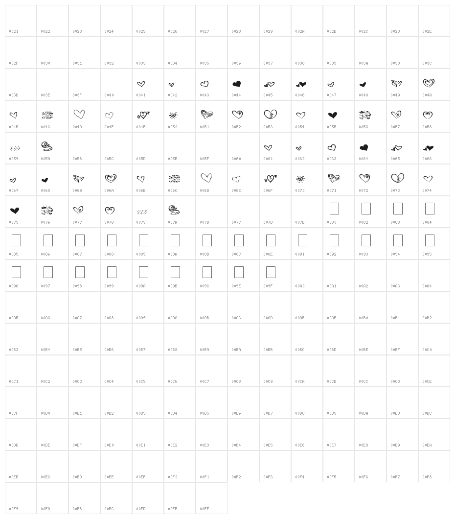 MTF Heart Doodle Character Map