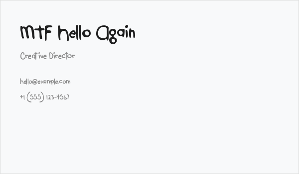 MTF Hello Again Business Card