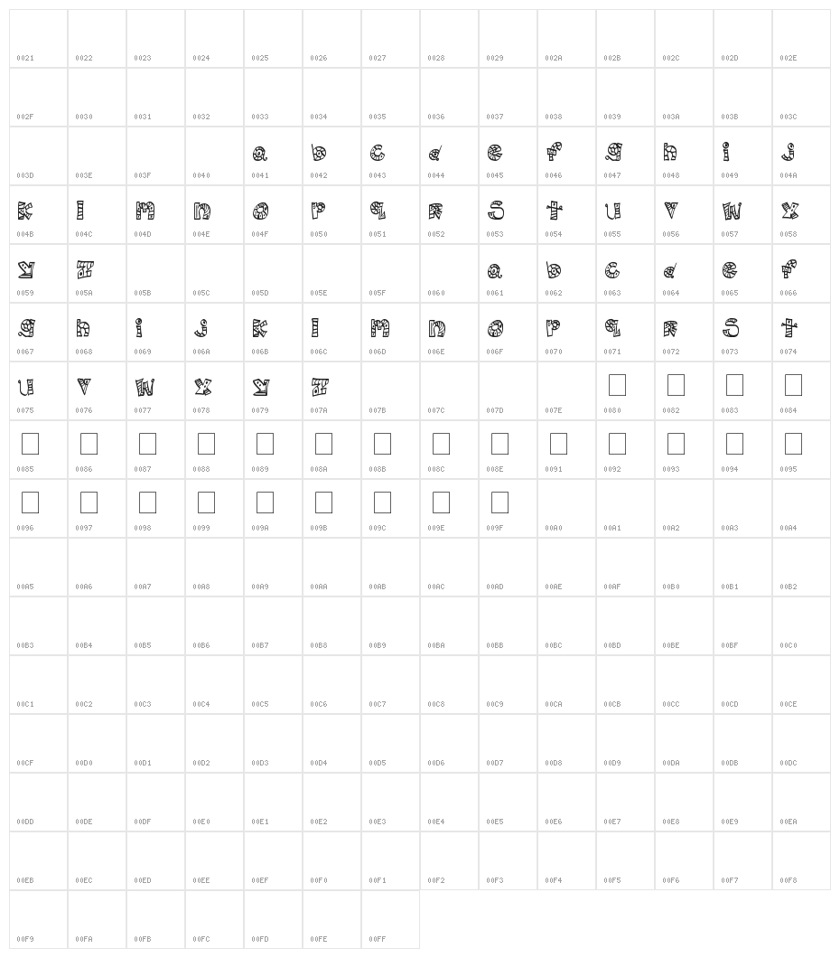 MTF Scribblie Character Map