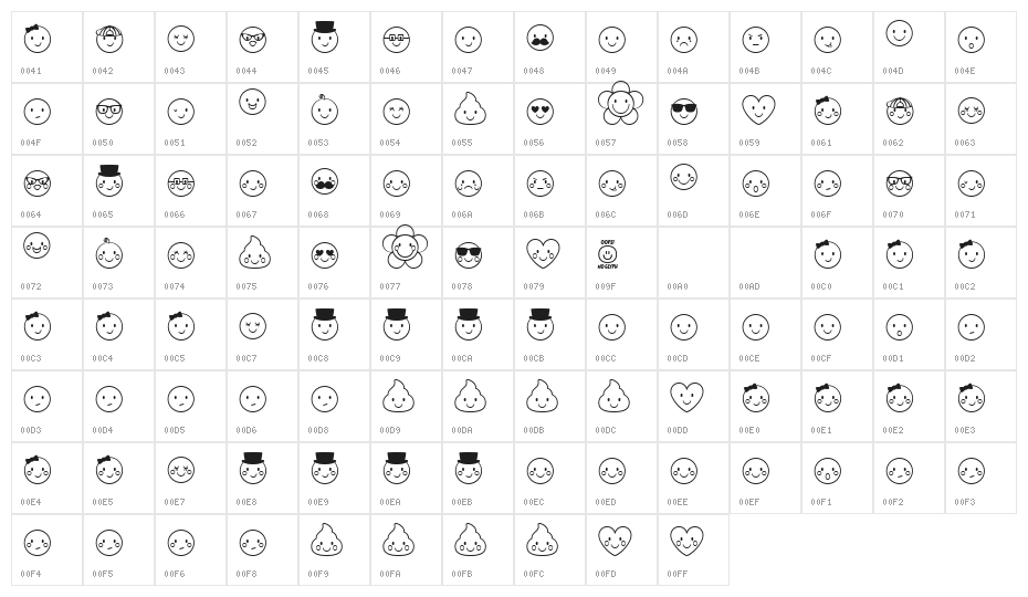 MTFCheekyEmojiDoodles Character Map