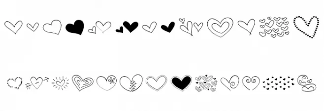MTFHeartDoodlePro Caratteri MAIUSCOLE
