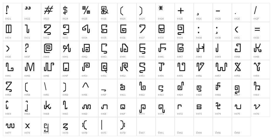 MURIAN Regular Character Map