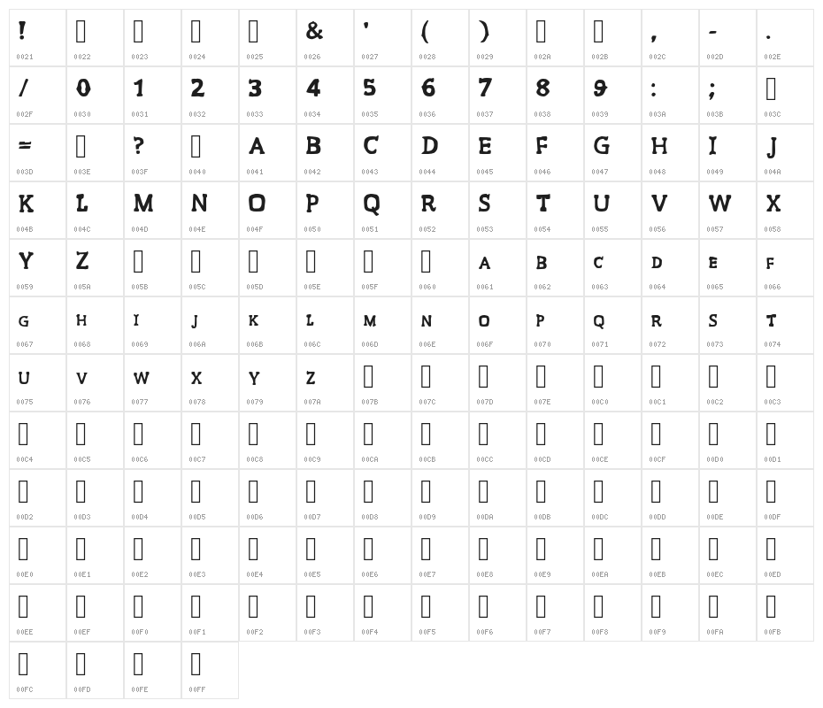 Muchachos-Regular Character Map
