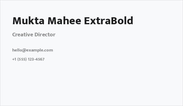 Mukta Mahee ExtraBold Business Card