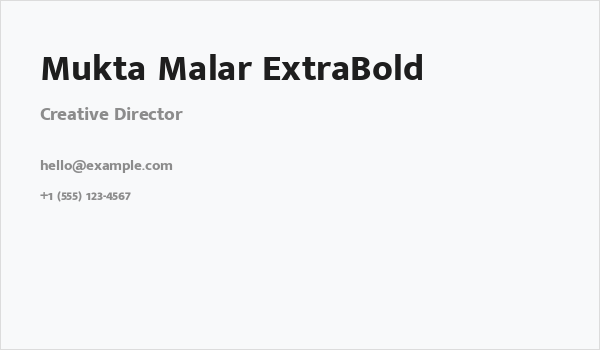 Mukta Malar ExtraBold Business Card