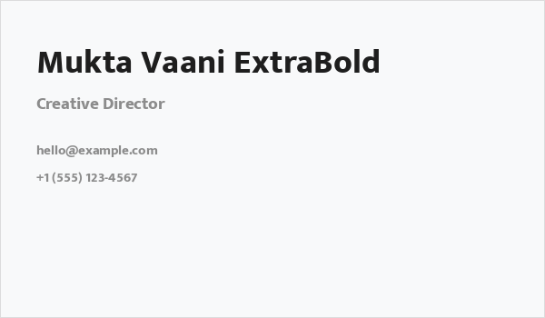 Mukta Vaani ExtraBold Business Card