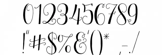 Mulberry Script Font OTHER CHARS