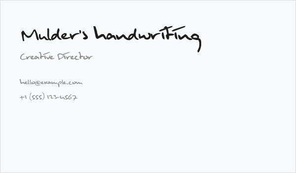 Mulder's handwriting Business Card