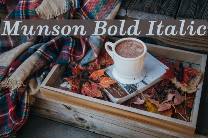 Munson Bold Italic Font examples