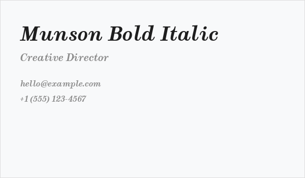 Munson Bold Italic Business Card