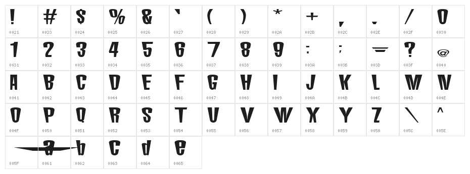 MunsterMash Bold Character Map