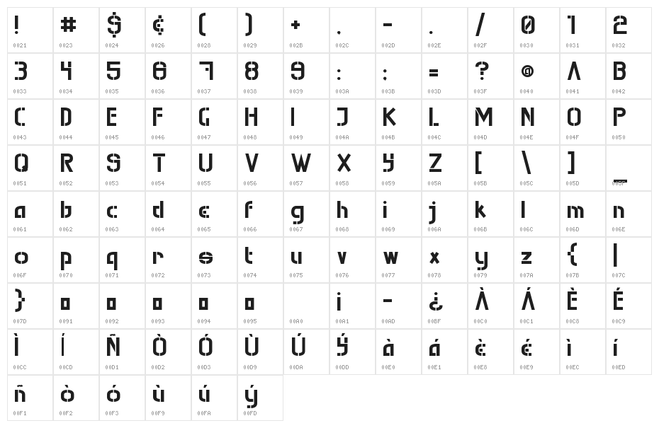 Mura-Knockout Character Map