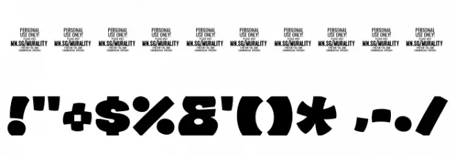 Murality PERSONAL USE ONLY Black Font OTHER CHARS