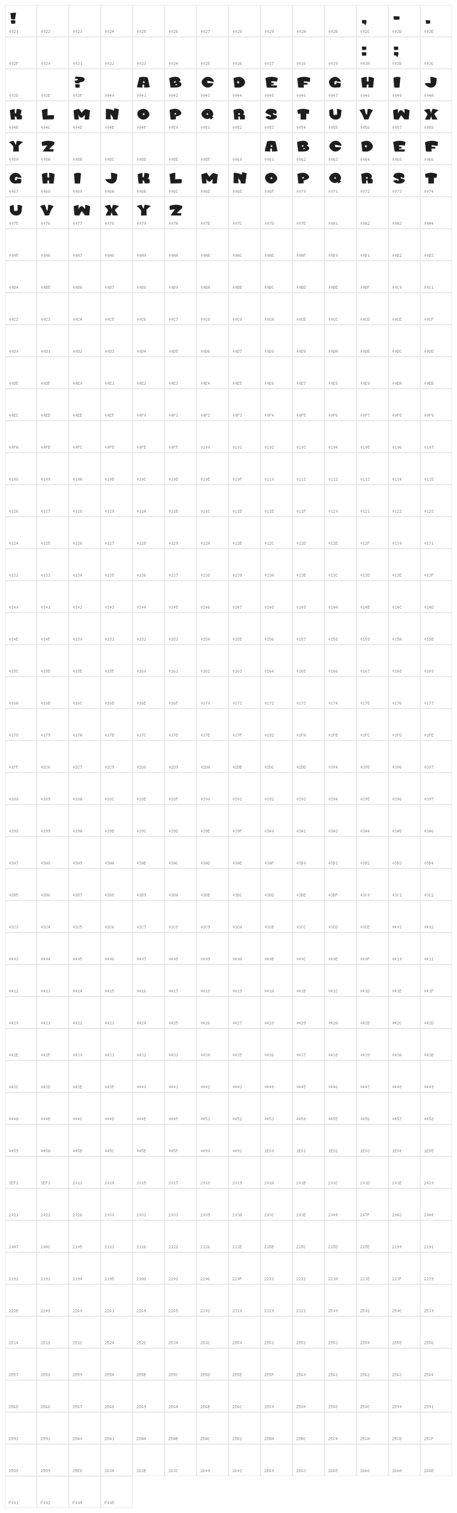 Murder Block Bold Character Map