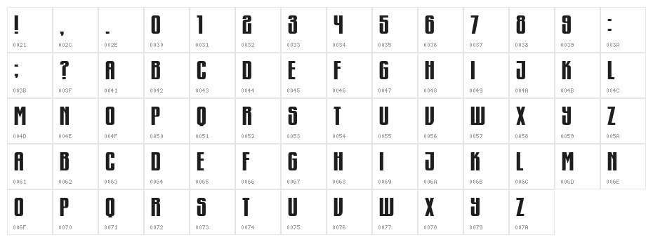 Murmansk Book Regular Character Map