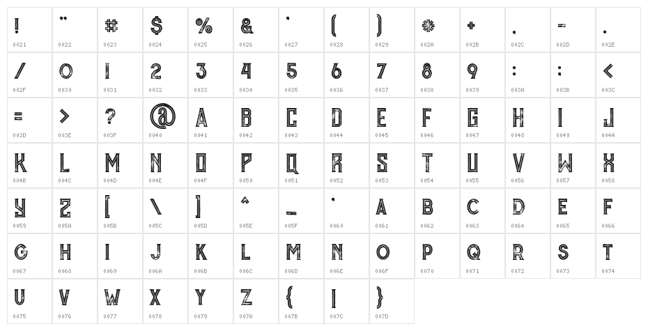 Murrayinlinegrunge Character Map