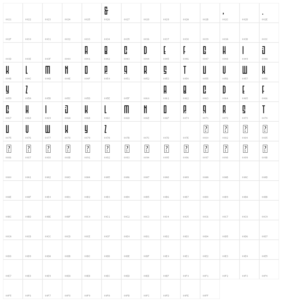 Musashi Character Map