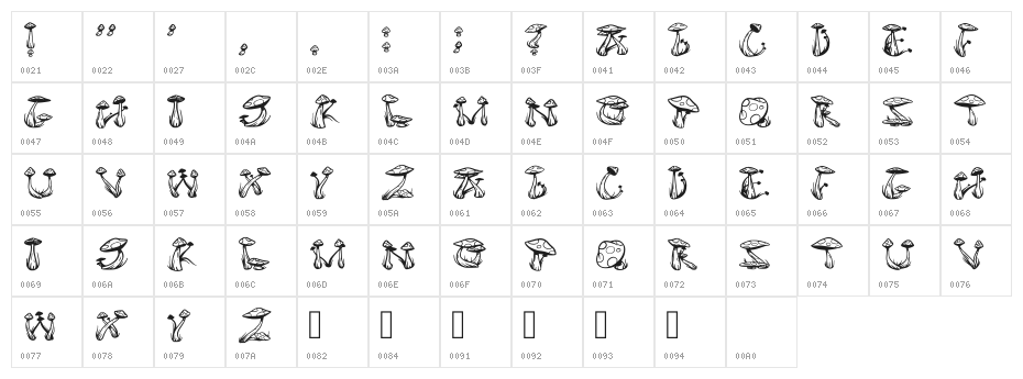 Mushies Regular Character Map