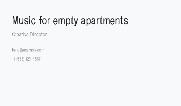 Music for empty apartments Business Card