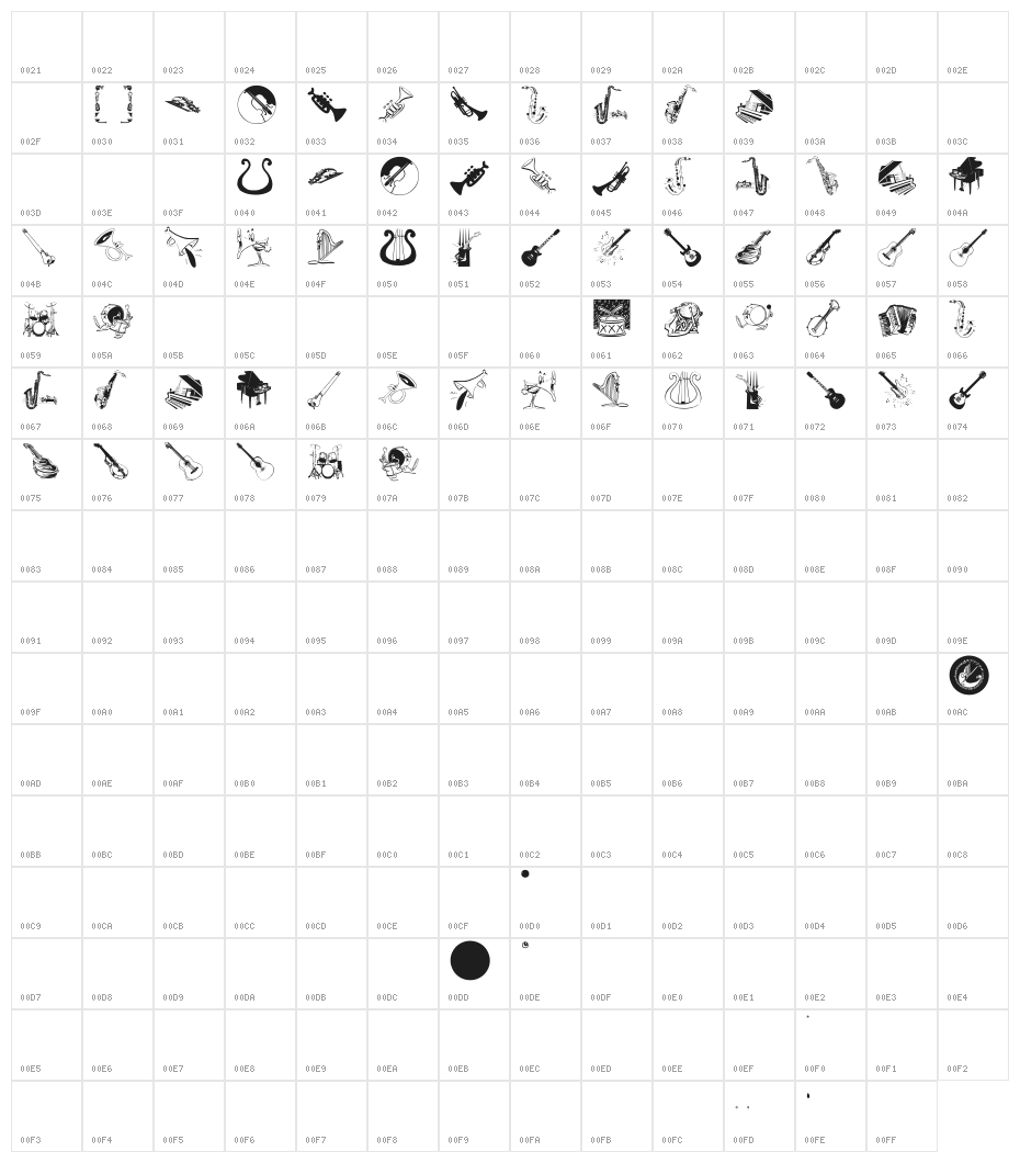 MusicInstruments Character Map