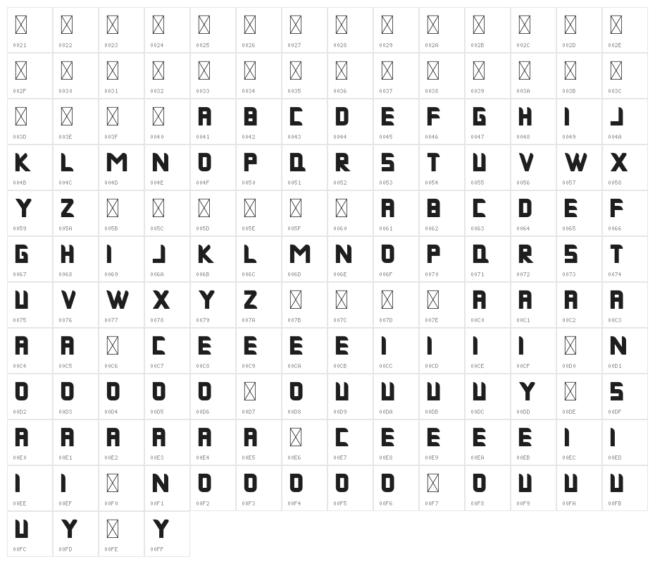 Musk Night Bold Character Map