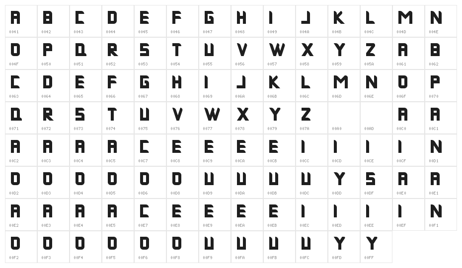 Musk Night Bold Character Map