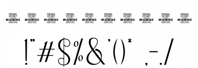 Mutalis Fashion PERSONAL USE Regular Font OTHER CHARS
