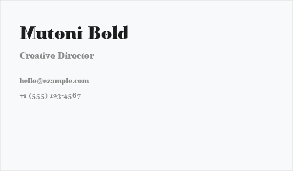 Mutoni Bold Business Card