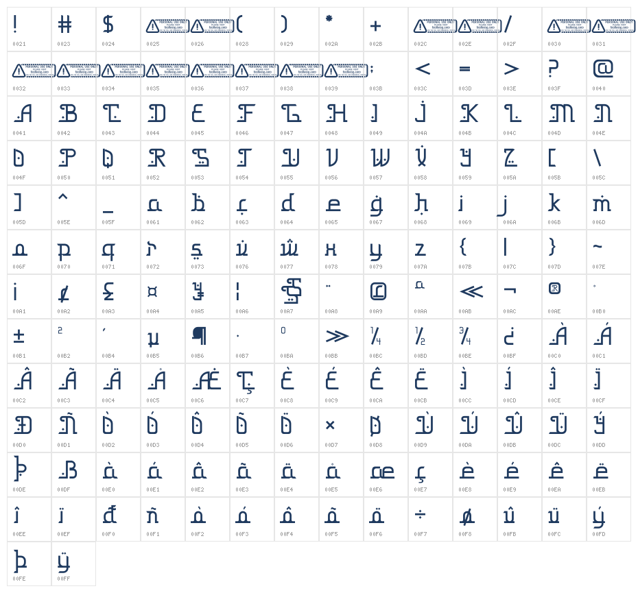 Muzafer PERSONAL USE ONLY! Character Map