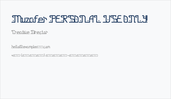 Muzafer PERSONAL USE ONLY! Business Card