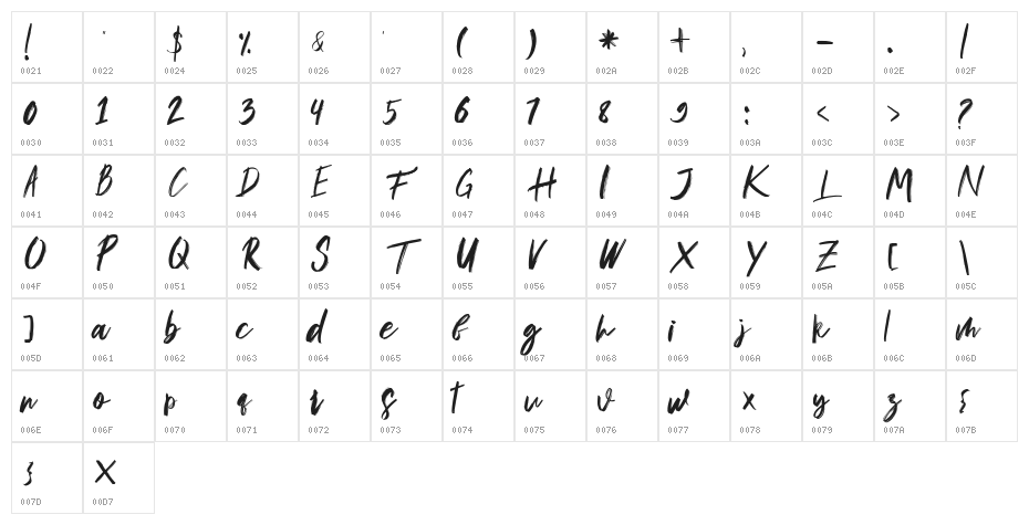 musuh-Regular Character Map