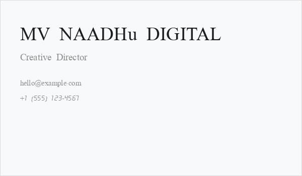 MV NAADHu DIGITAL Business Card