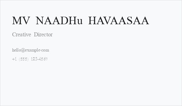 MV NAADHu HAVAASAA Business Card