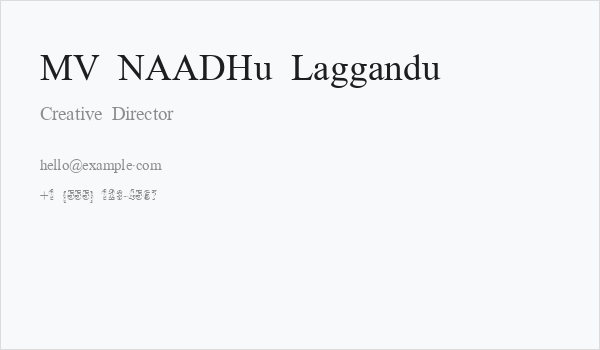 MV NAADHu Laggandu Business Card