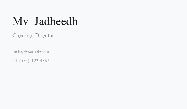 Mv Jadheedh Business Card