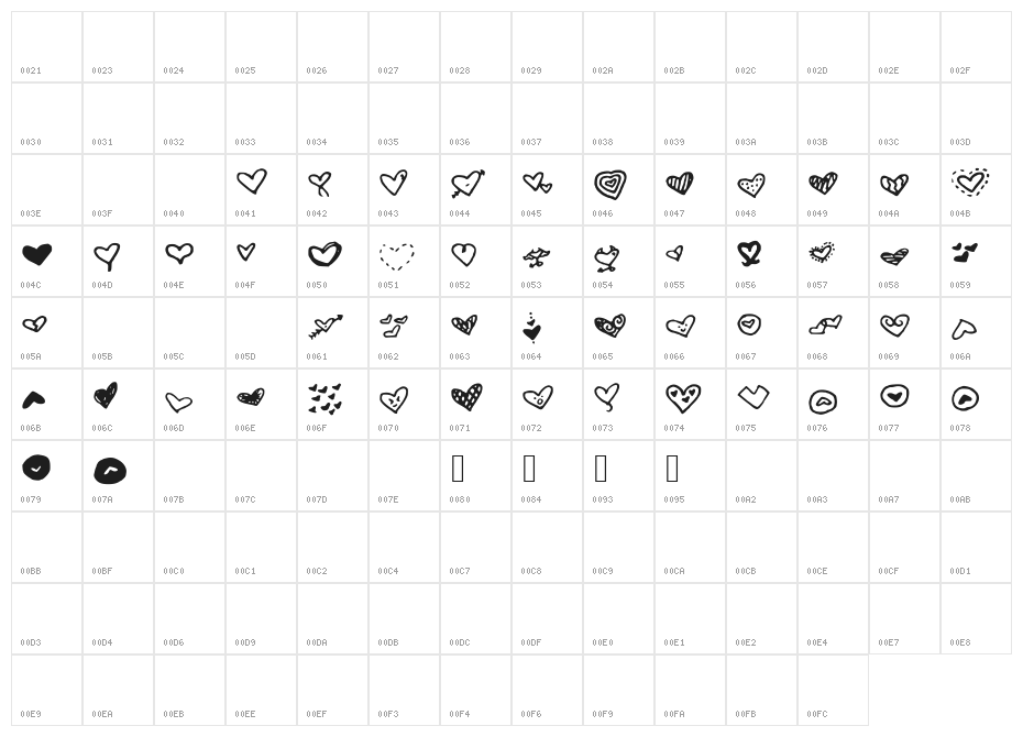MWHeart Character Map
