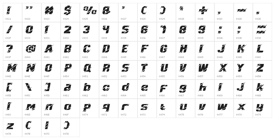 MX Regular Character Map