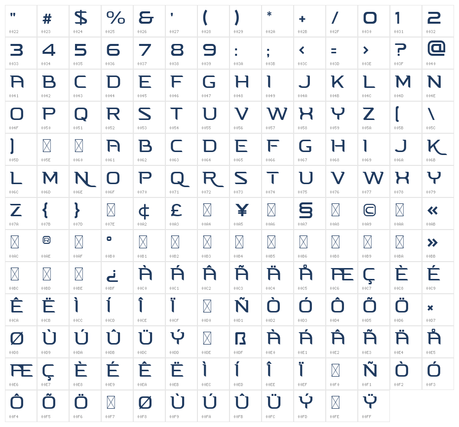 MYTHICALDRAGON Display Serif Character Map