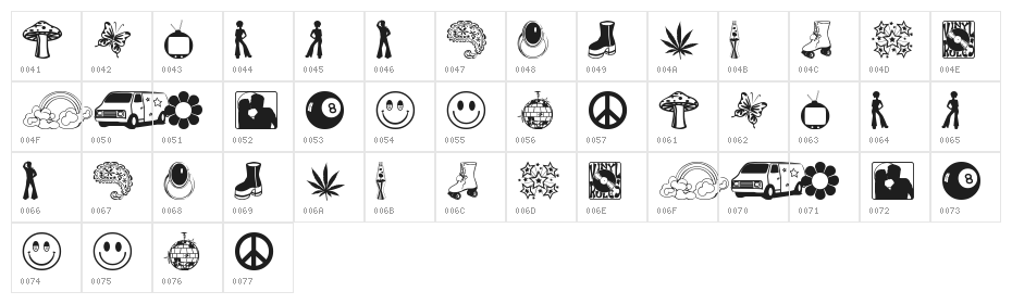 My 70s Ding Character Map