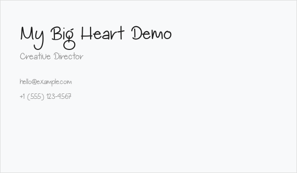 My Big Heart Demo Business Card