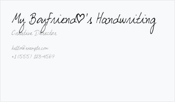 My Boyfriend's Handwriting Business Card
