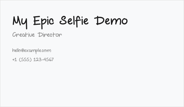 My Epic Selfie Demo Business Card