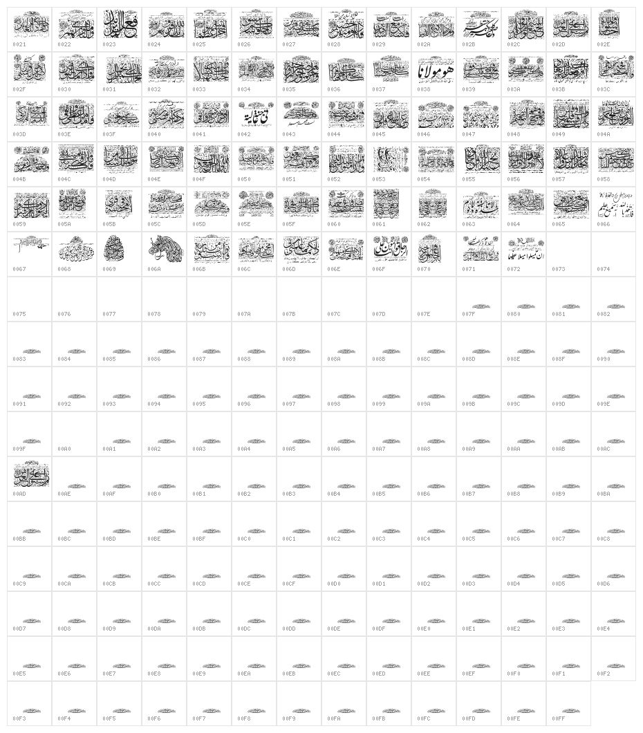 My Font Quraan 1 Character Map