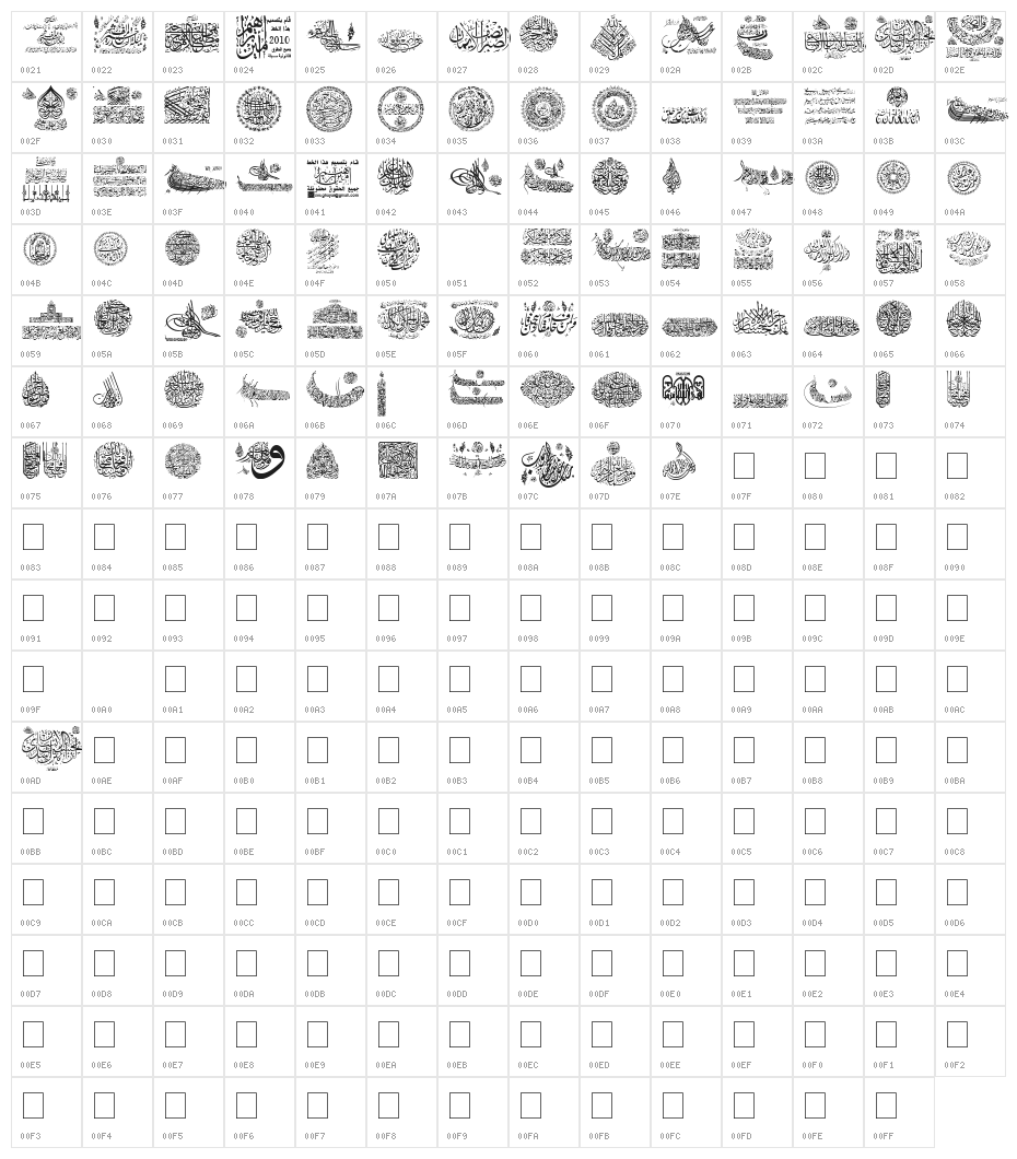 My Font Quraan 6 Character Map
